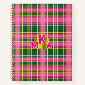 Klassisch Rosa & Grün kariert mit Monogramm Notizblock (Vorderseite)