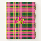Klassisch Rosa & Grün kariert mit Monogramm Notizblock (Rückseite)