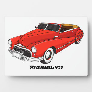Klassisch rot 1948 Auto Fotoplatte