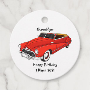 Klassisch rot 1948 Auto Geschenkanhänger