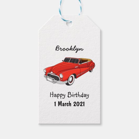 Klassisch rot 1948 Auto Geschenkanhänger (Vorderseite)
