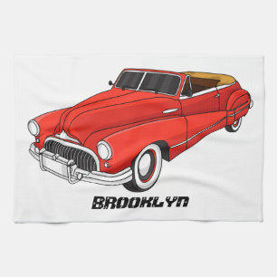 Klassisch rot 1948 Auto Geschirrtuch