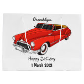 Klassisch rot 1948 Auto Große Geschenktüte (Rückseite)
