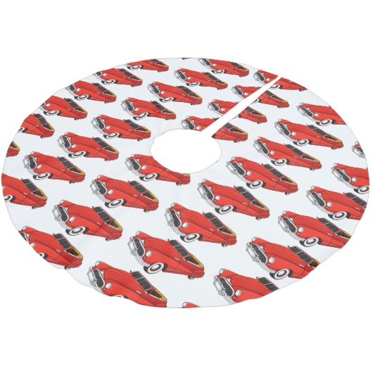 Klassisch rot 1948 Auto Polyester Weihnachtsbaumdecke (Schrägansicht)