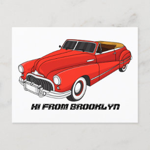 Klassisch rot 1948 Auto Postkarte
