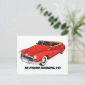Klassisch rot 1948 Auto Postkarte (Stehend Vorderseite)