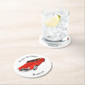 Klassisch rot 1948 Auto Runder Pappuntersetzer (Vor Ort)