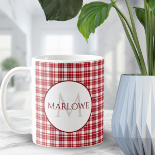Klassisch Rot ☕️ Karierte Karos Vintag Kaffee Kaffeetasse