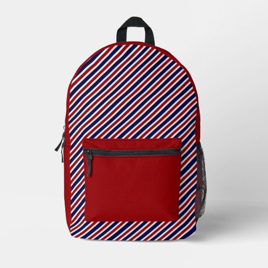 Klassisch rot und blau gestreift bedruckter rucksack (Vorderseite)