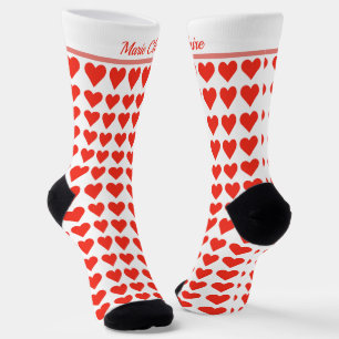 Klassisch rote weiße kleine Herzen benutzerdefinie Socken