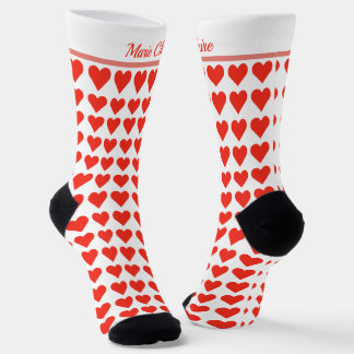 Klassisch rote weiße kleine Herzen benutzerdefinie Socken