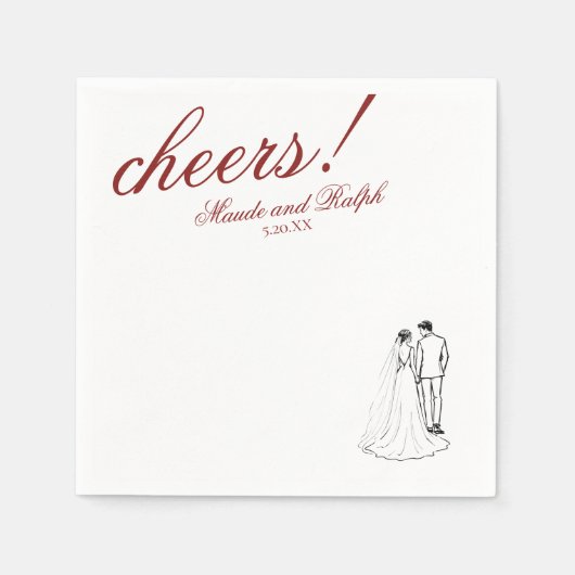 Klassisch roter Cheers eleganter personalisierter Serviette (Vorderseite)