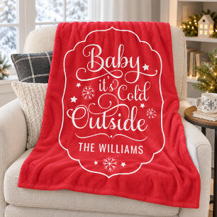 Klassisch roter Familien-Baby-It's-Cold-Outside-Ar Fleecedecke