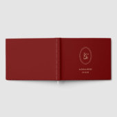 Klassisch roter Wein Monogramm Hochzeit Gästebuch (Voll)