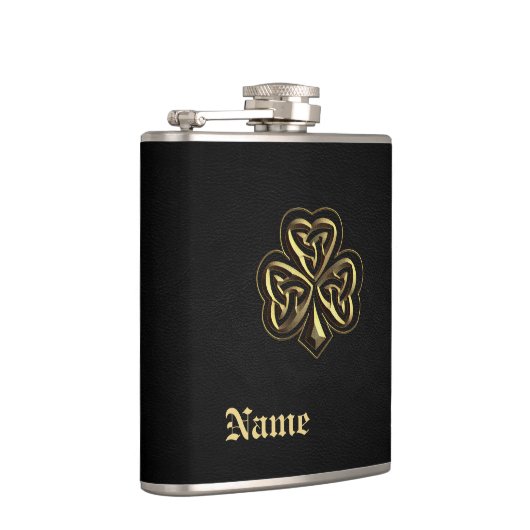 Klassisch schicke goldgelbe Kleeblatt-Leder sieht Flachmann (Rechts)