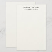 Klassisch schlicht elegante Schwarz-Weiß-Minimalis Briefpapier (Vorne/Hinten)