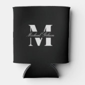 Klassisch Schwarz | Benutzerdefiniertes Monogramm  Dosenkühler (Vorderseite)