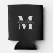 Klassisch Schwarz | Benutzerdefiniertes Monogramm  Dosenkühler (Rückseite)