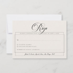 Klassisch Schwarz Elfenbein Weiß Kalligrafie Hochz RSVP Karte