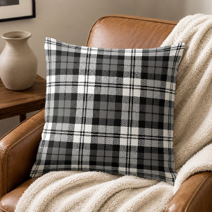 Klassisch Schwarz Grau Weiß Tartan Karo Kissen