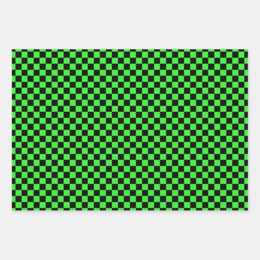 Klassisch Schwarz, grün Kariert Geschenkpapier Set (Vorderseite 2)