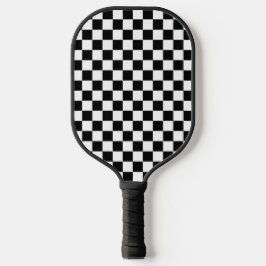 Klassisch Schwarz mit weißem Quadratmuster Pickleball Schläger