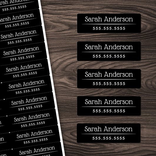 Klassisch schwarz oder eine beliebige farbige Name Etiketten