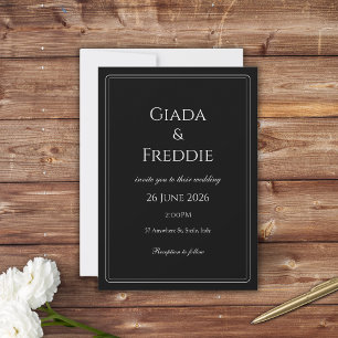 Klassisch Schwarz und Weiß Einladung