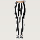 Klassisch Schwarz und Weiß gestreift Stilvoll Leggings (Vorderseite)