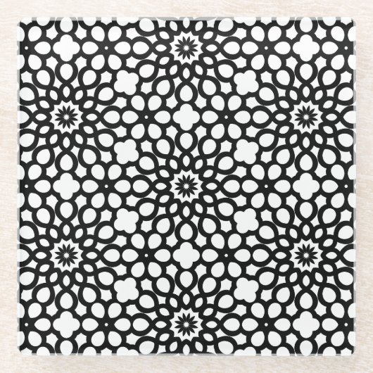 Klassisch Schwarz und Weiß Glasuntersetzer (Vorderseite)