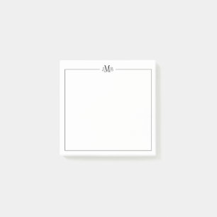 Klassisch, schwarz und weiß Mit Monogramm Post-it Klebezettel