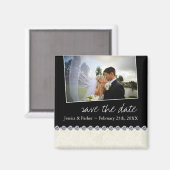 Klassisch Schwarz und Weiß Save the Date Magnet (Vorderseite/Rückseite)