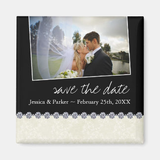 Klassisch Schwarz und Weiß Save the Date Magnet