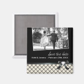 Klassisch Schwarz und Weiß Save the Date Magnet (Vorderseite/Rückseite)