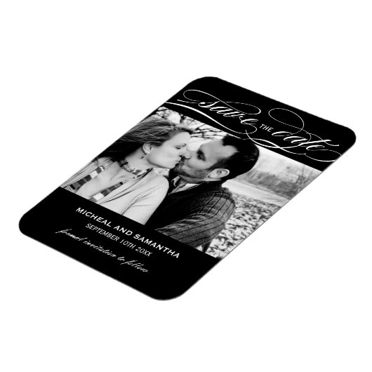 Klassisch Schwarz und Weiß speichern die Datumsmag Magnet (Linke Seite)