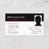 Klassisch Schwarz-weiß mit Logos und Foto Beruflic Visitenkarte (Rückseite)