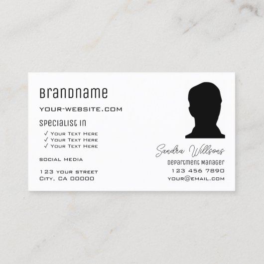 Klassisch Schwarz-weiß modern mit Monogramm und Fo Visitenkarte (Rückseite)