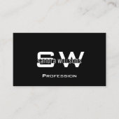 Klassisch Schwarz-weiß modern mit Monogramm und Fo Visitenkarte (Vorderseite)