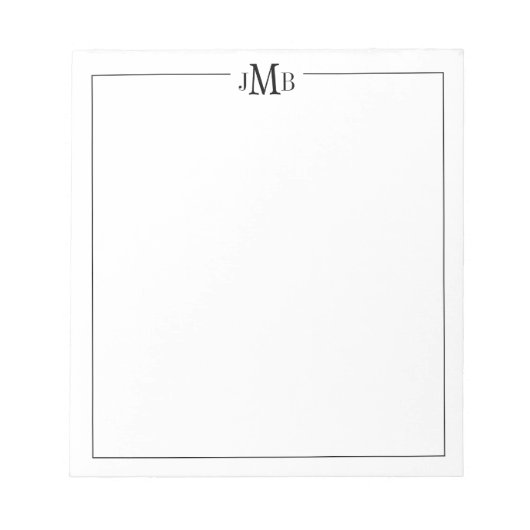 Klassisch, Schwarz-Weiß monogrammiert Notizblock (Vorderseite)