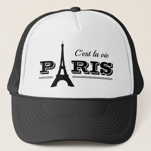 Klassisch schwarz-weiß - Paris-hat Truckerkappe (Vorderseite)