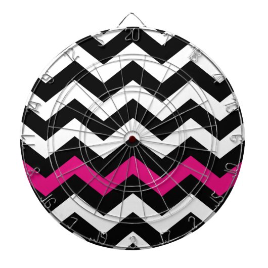 Klassisch Schwarz-Weiß-Zigzag mit heißen rosa Farb Dartscheibe (vorne)