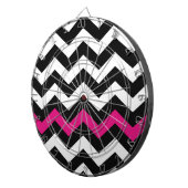 Klassisch Schwarz-Weiß-Zigzag mit heißen rosa Farb Dartscheibe (Vorderseite rechts)