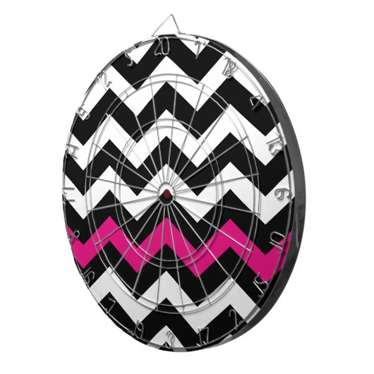 Klassisch Schwarz-Weiß-Zigzag mit heißen rosa Farb Dartscheibe (Vorderseite rechts)