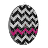 Klassisch Schwarz-Weiß-Zigzag mit heißen rosa Farb Dartscheibe (Vorderseite Links)