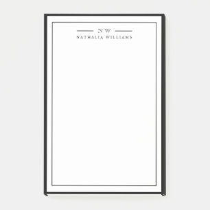 Klassisch Schwarzes Zweirahmen-Monogramm mit Linie Post-it Klebezettel