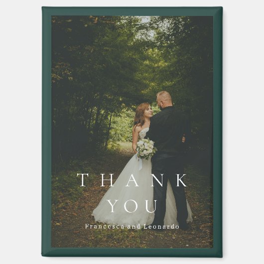 Klassisch Smaragdgrün Einfache Foto Hochzeit Magnet (Vorderseite)