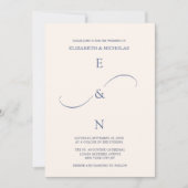 klassisch staubblau minimalistisch stilvolle Hochz Einladung (Vorderseite)