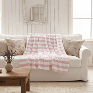 Klassisch Stilvolles Baby Rosa und Weiß gestreift Fleecedecke