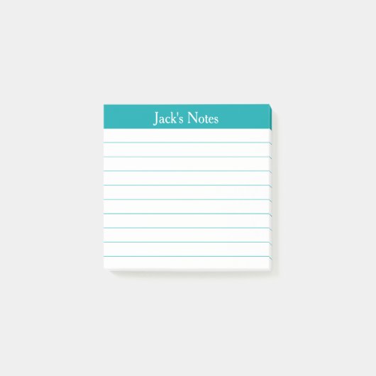 Klassisch Teal Lined Personalisiert Easy Read Post-it Klebezettel (Vorderseite)