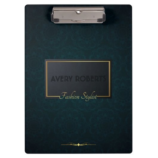 Klassisch türkisfarben Elegant Beruflich geometris Klemmbrett (Vorderseite)